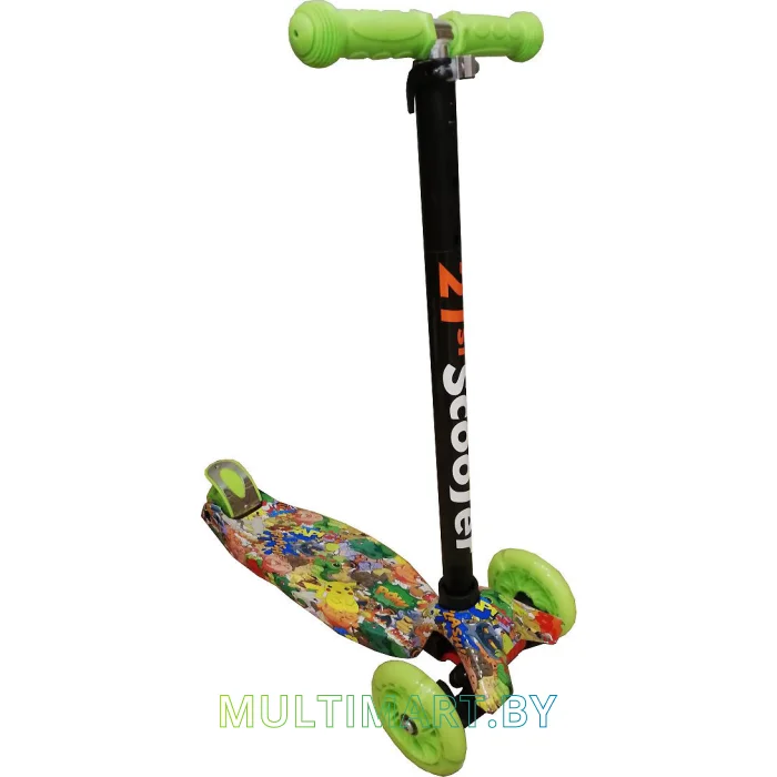 Самокат 21st Scooter Maxi GRL 036Z3 салатовый, прозрачные колёса